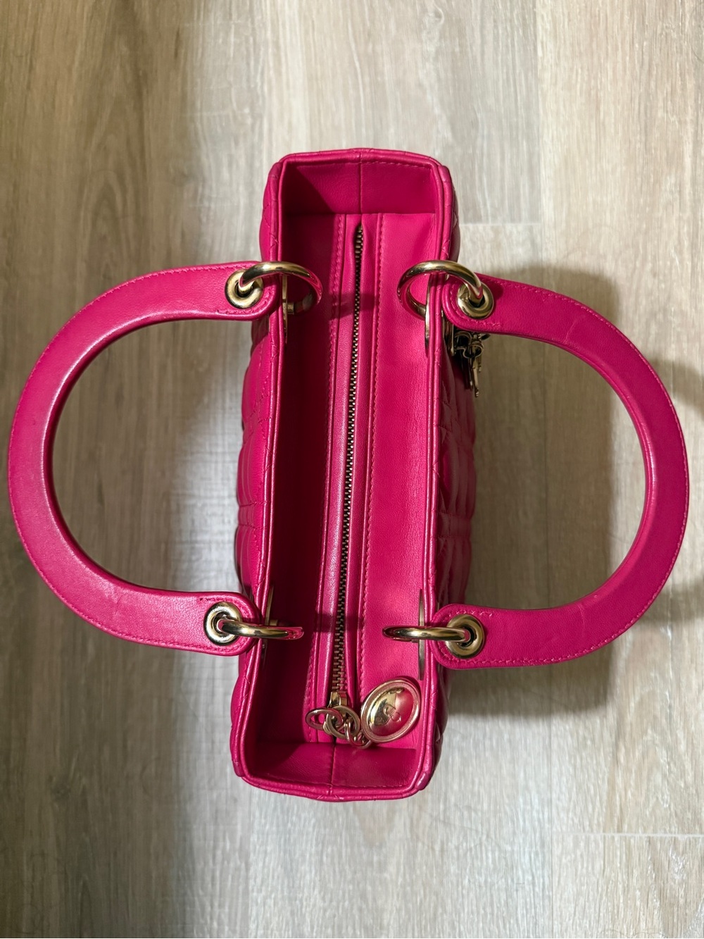 Dior Fuchsia Lady Dior Quilted Top-Handle Satchel - Picture 9 of 11